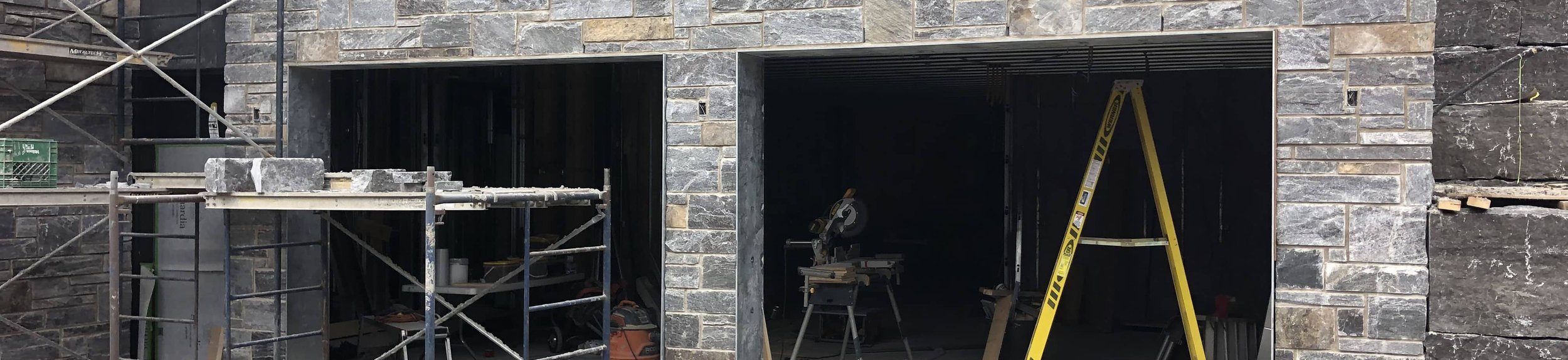 natural stone facade on a garage door